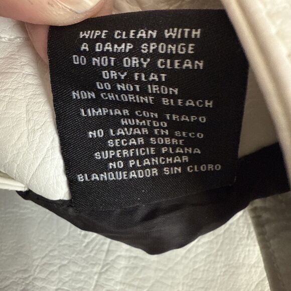 Vintage Y2K Hard Edge White & Black Racing Stripe Driving Leather Jacket Sz L - Picture 8 of 8